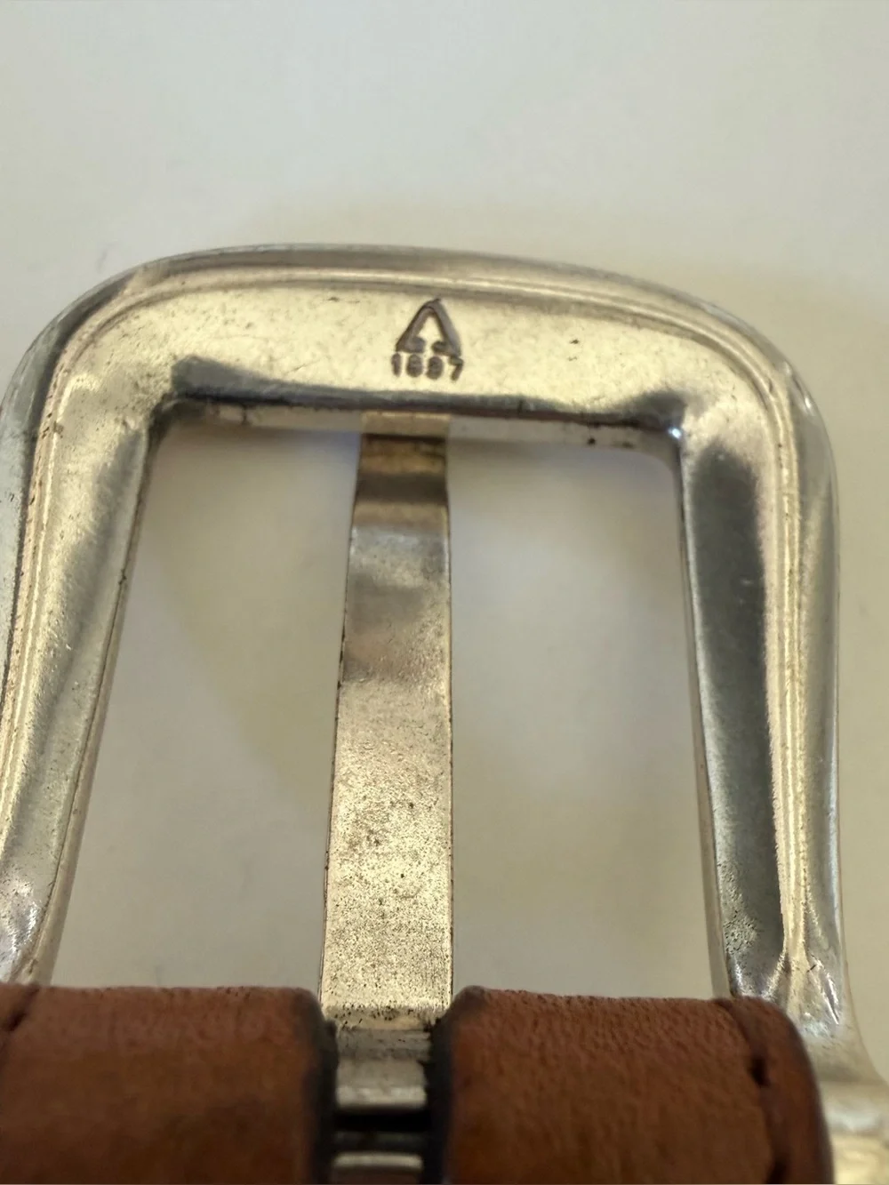 FootJoy Brown Leather Belt with Silver Tone Hardware Size 42 69318